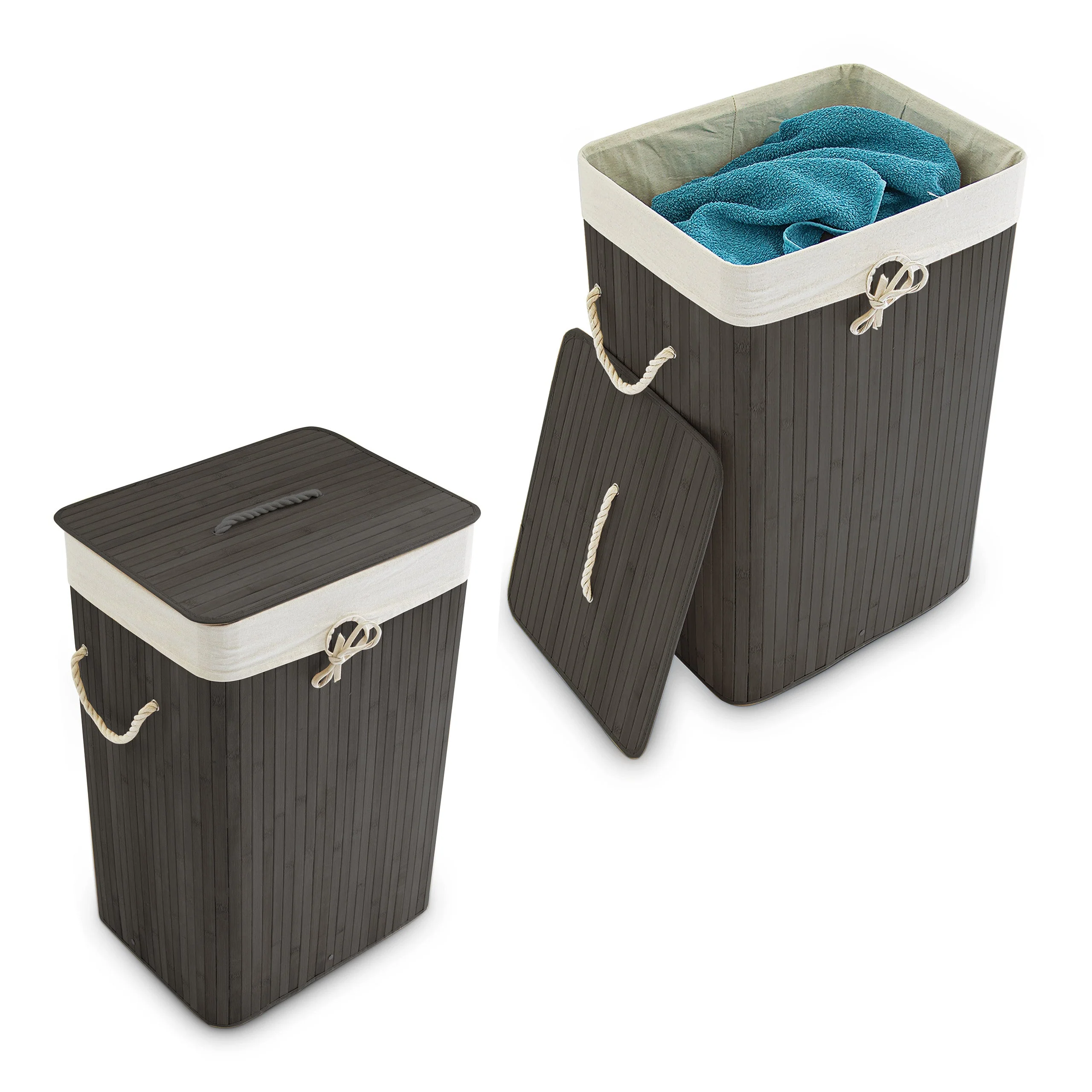 2 x Wäschekorb Bambus eckig weiß - Image 4