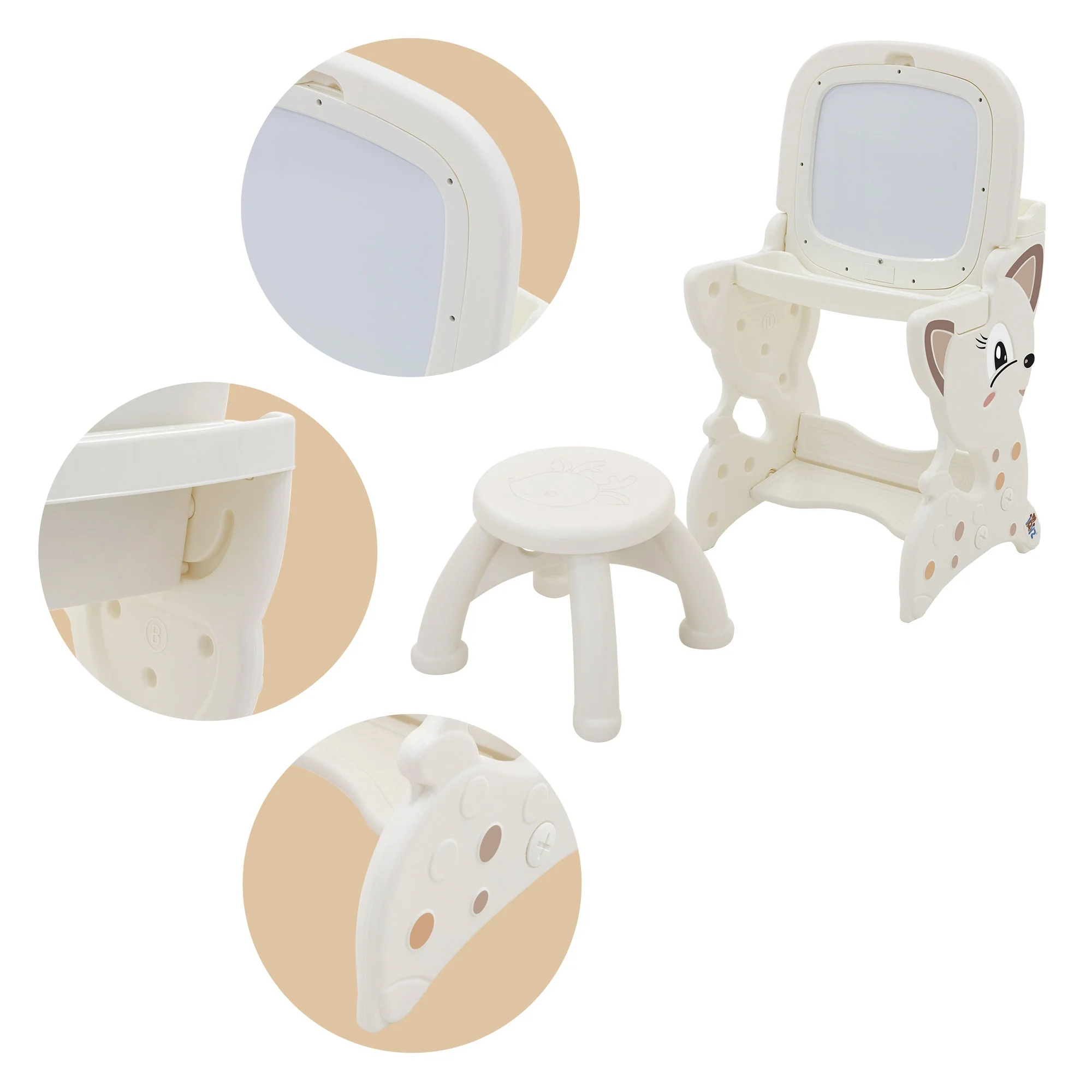 3-in-1 Spieltisch mit 2 Tafeln, Kinderhocker und Zubehör, LCD-Tafel/Magnetische Whiteboard - Image 11