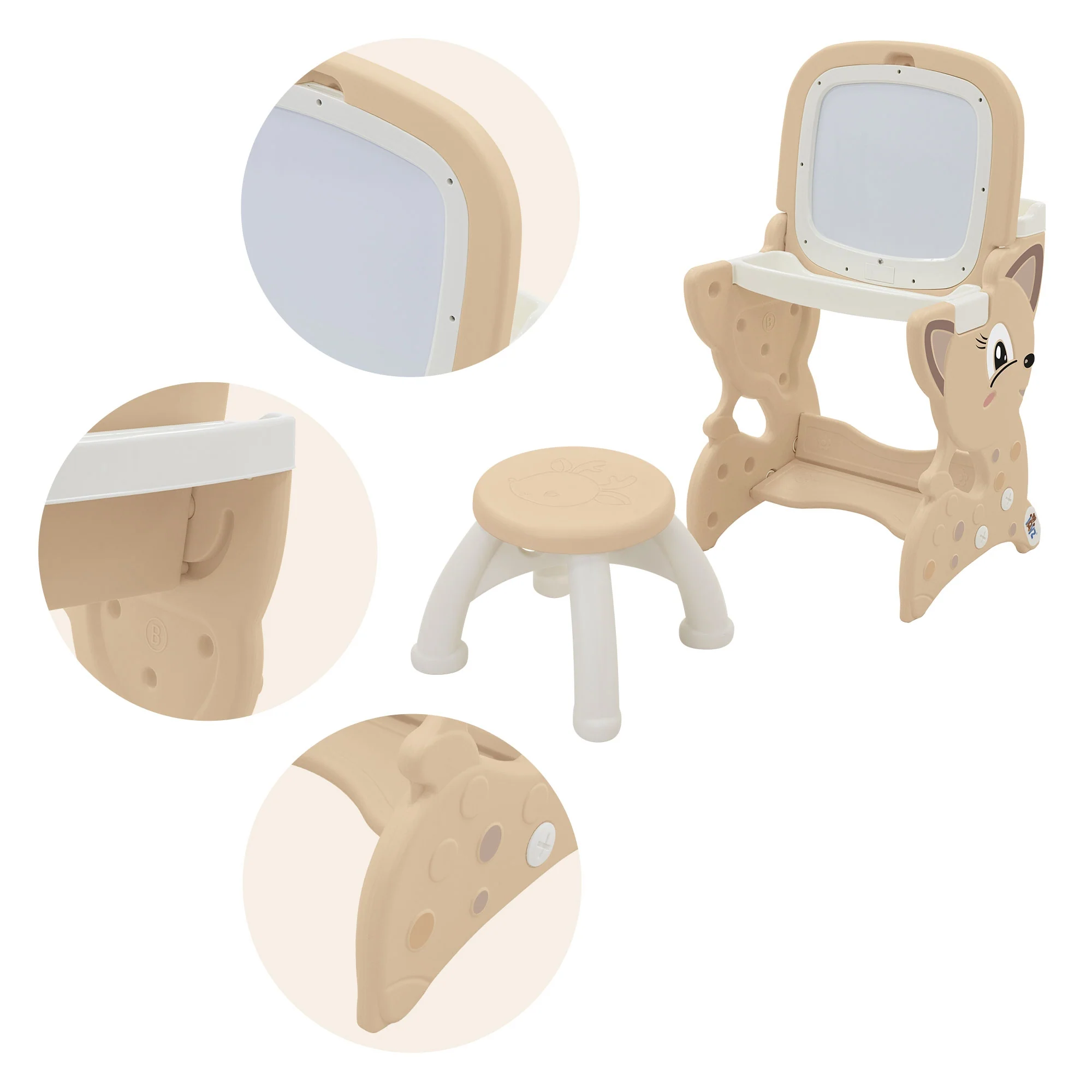 3-in-1 Spieltisch mit 2 Tafeln, Kinderhocker und Zubehör, LCD-Tafel/Magnetische Whiteboard - Image 5