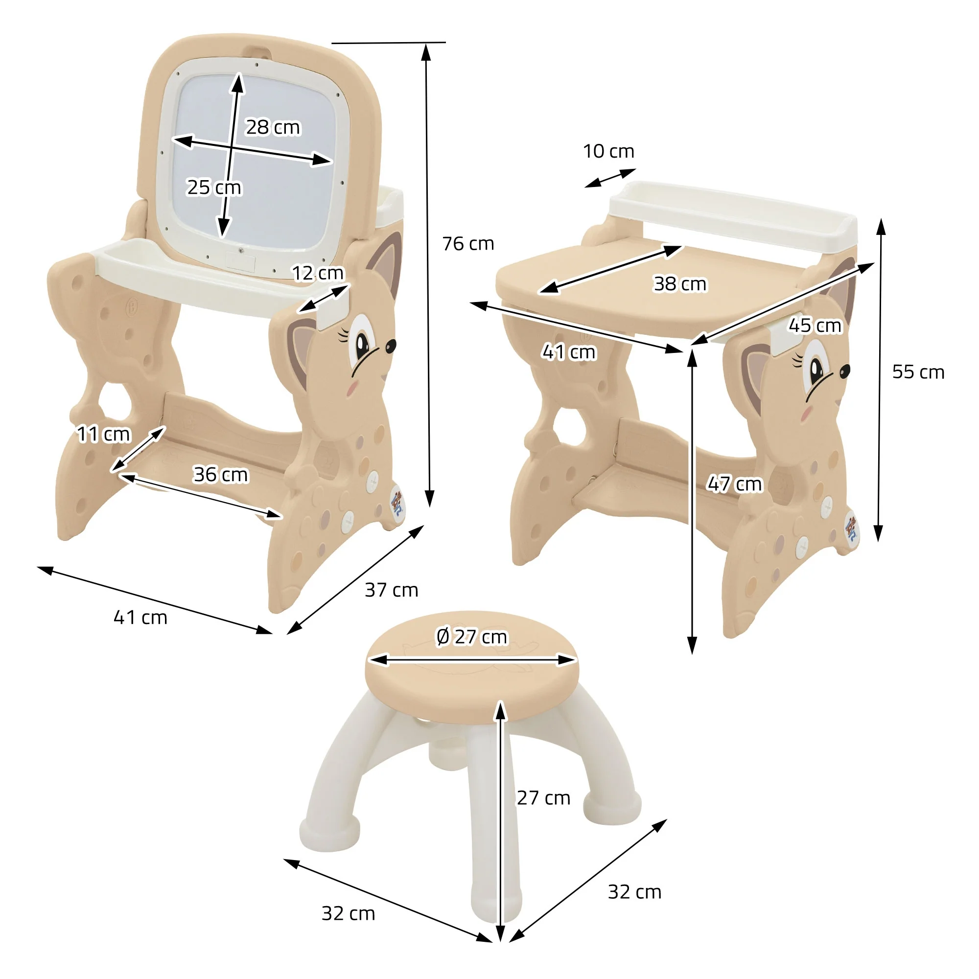 3-in-1 Spieltisch mit 2 Tafeln, Kinderhocker und Zubehör, LCD-Tafel/Magnetische Whiteboard - Image 8