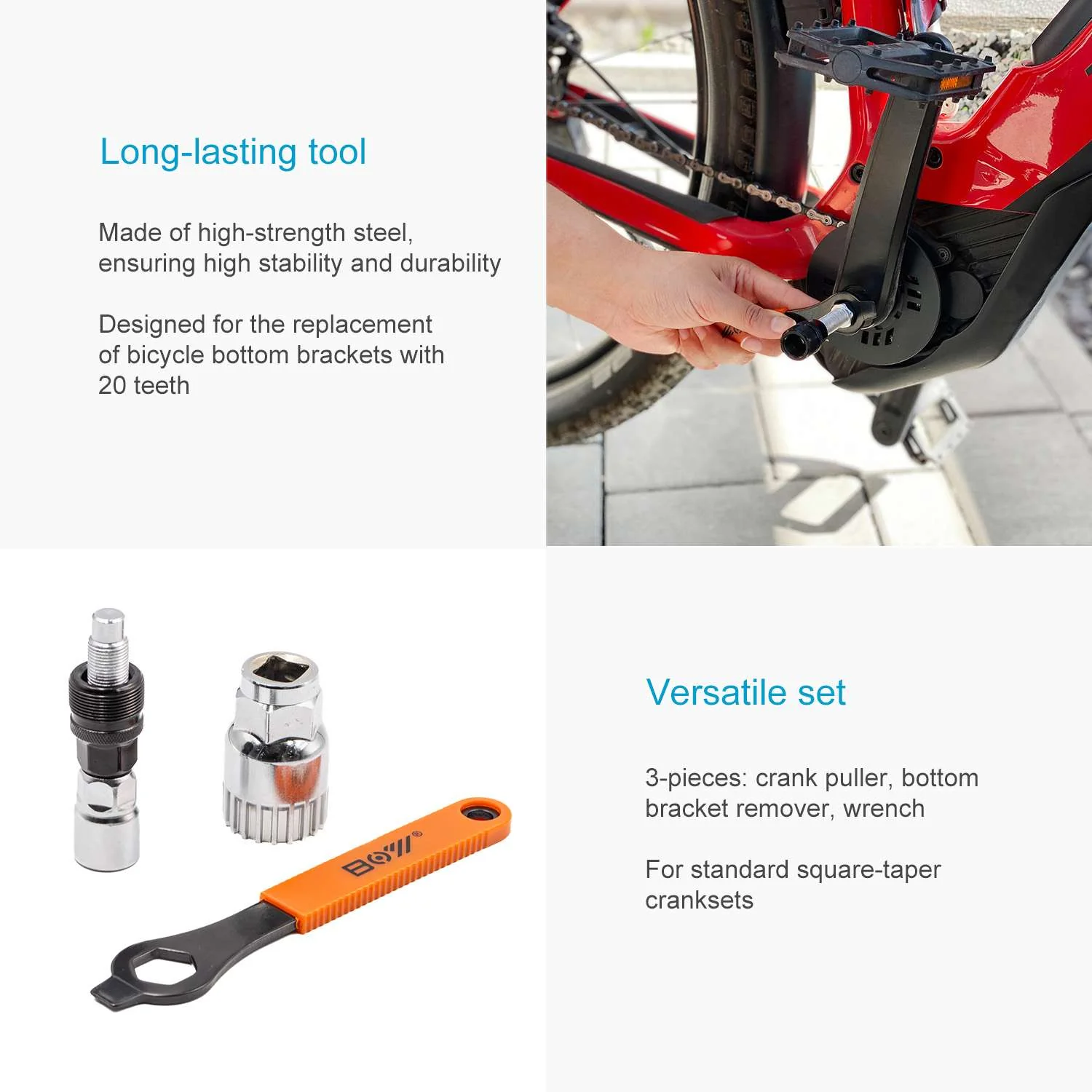 3-teiliges Fahrrad Kurbelabzieher Set - Kurbel Entferner, Fahrrad Werkzeug - Image 3