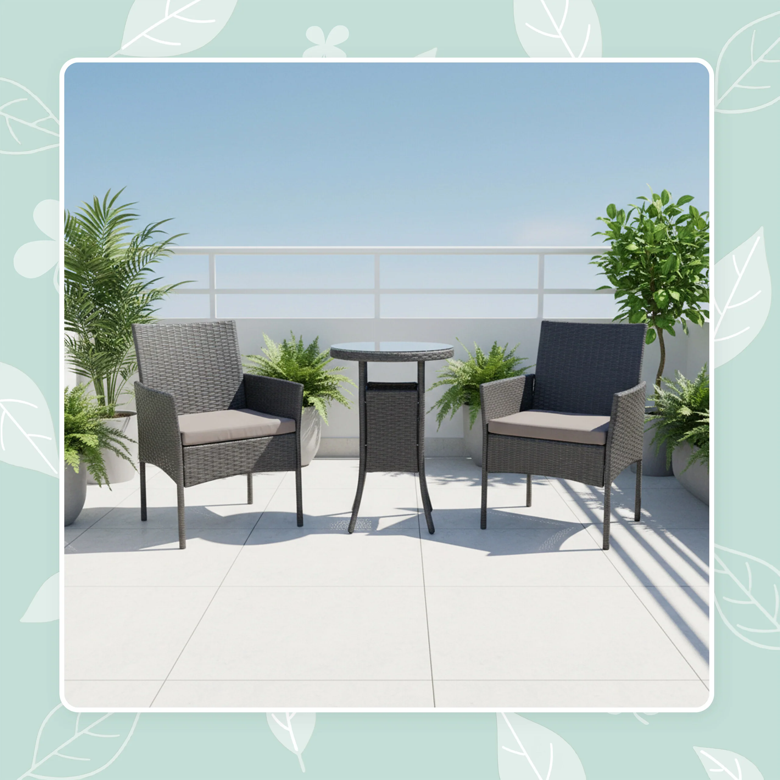 3-teiliges Gartenmöbel Set Rattan - Image 8