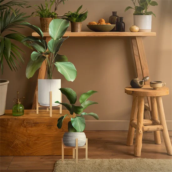 3er Set Blumenständer Braun aus Holz 25x25x30 cm, für Blumentöpfe bis 29 cm, robust - Image 5
