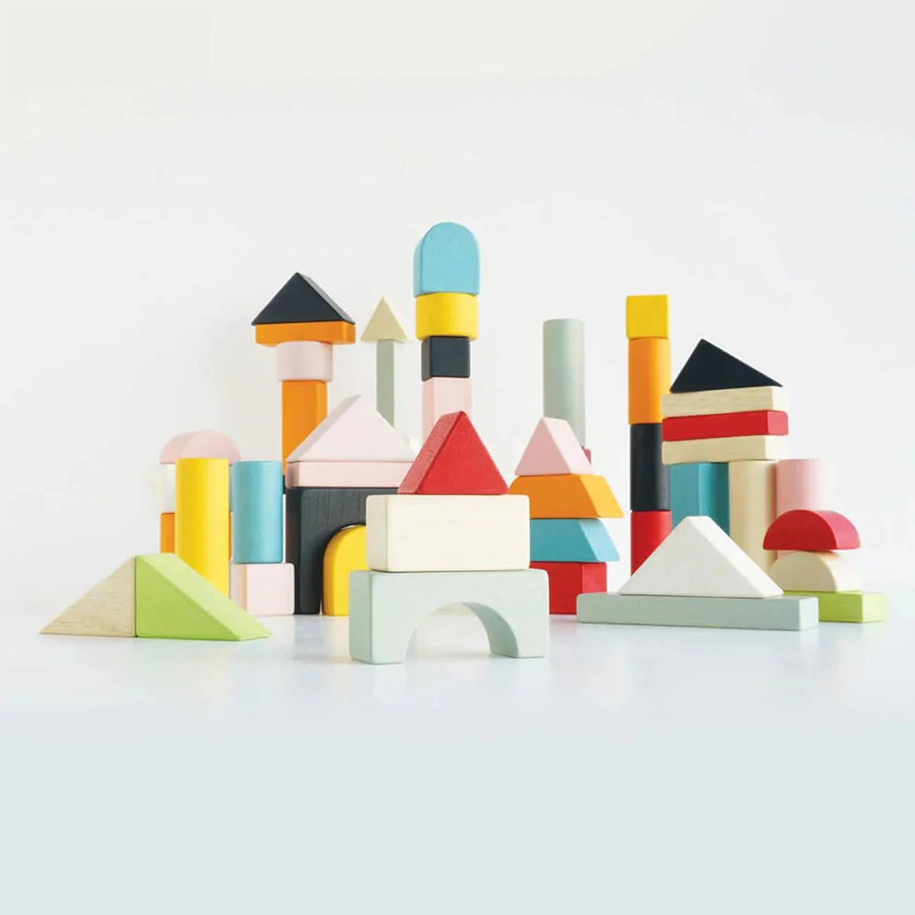 60-teilige Holz-Bauklötze, pastell bunt, für kreatives Spielen - Image 2