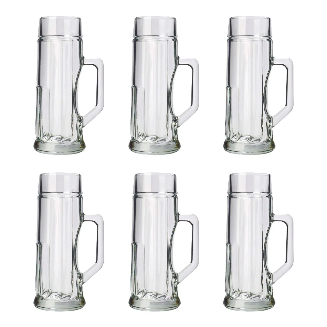 6er Set Premium Bierkrüge gerippt – 0,5 Liter Maßkrug Glas