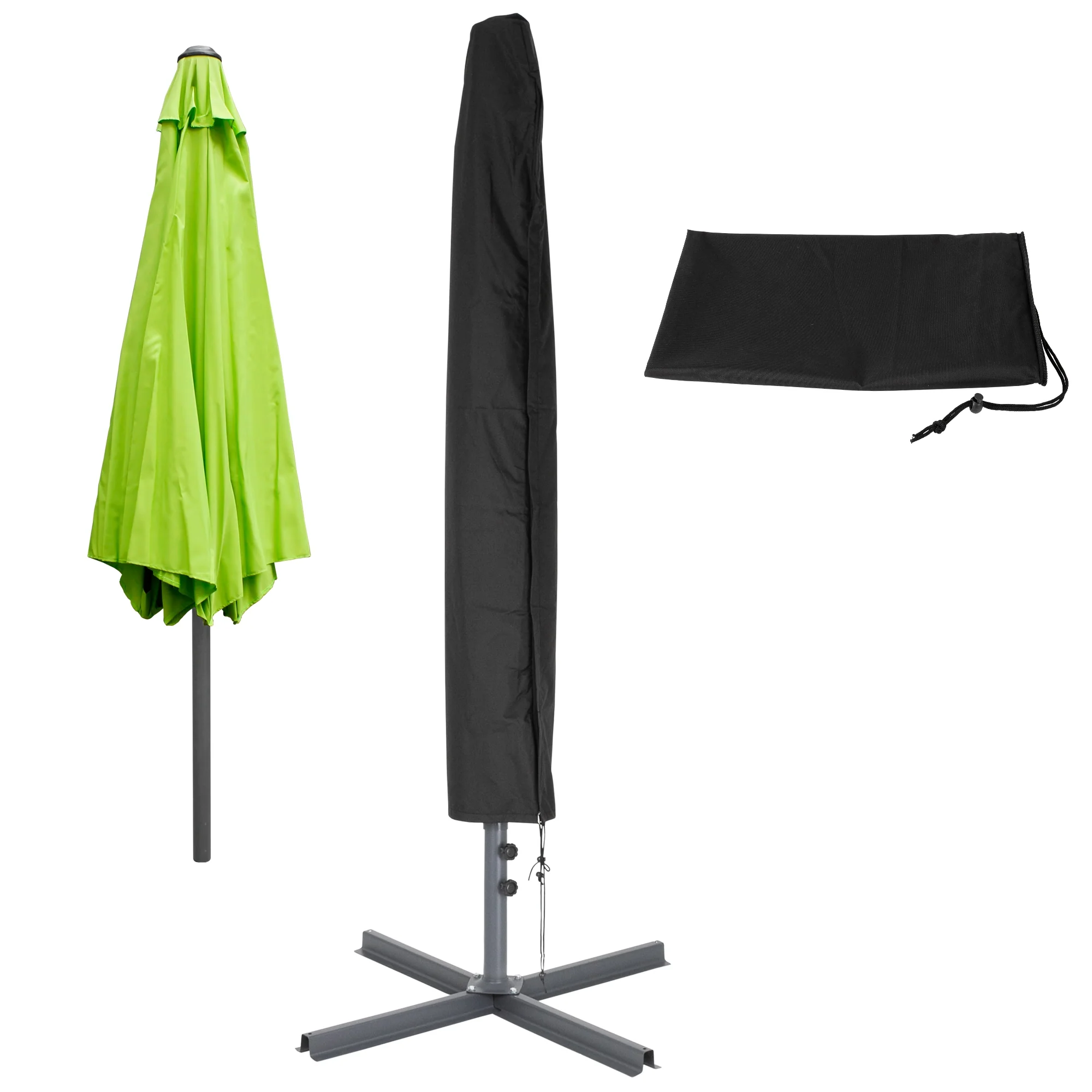 Abdeckung für Sonnenschirm Schwarz 175x38 cm aus PU ML-Design