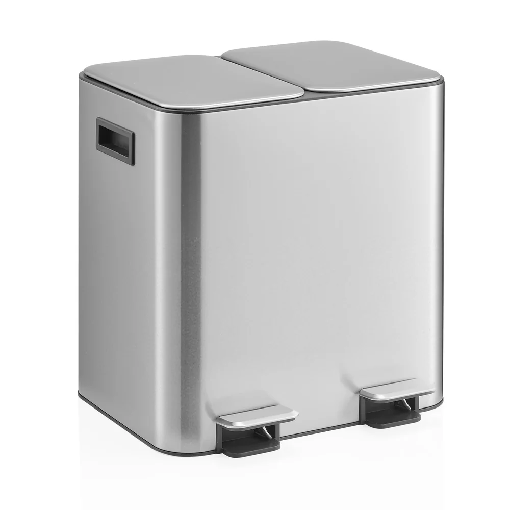 Abfallsammler / Mülltrennsystem Clean 10 - 30L (2x15L) Edelstahl silber hjh OFFICE