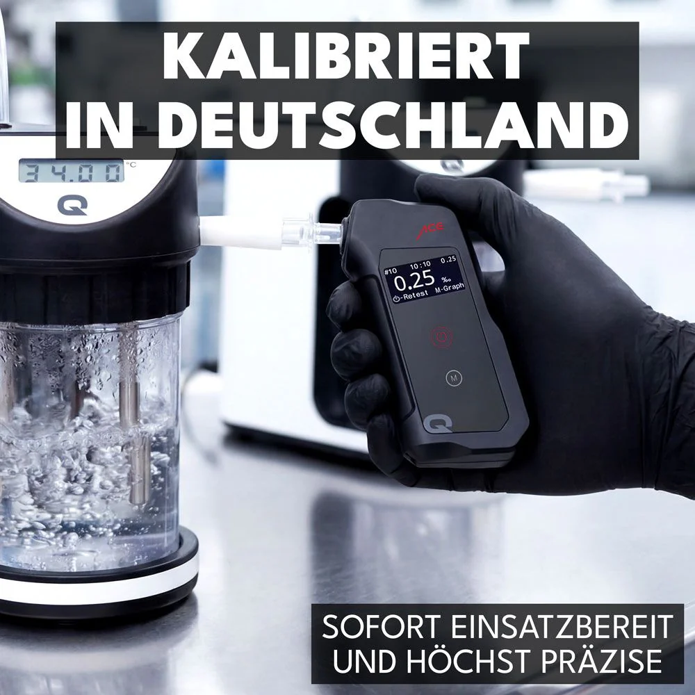 ACE Q Alkoholtester - Promilletester mit Speicher und OLED-Display - exklusiv mit 50 Mundstücken - Image 4
