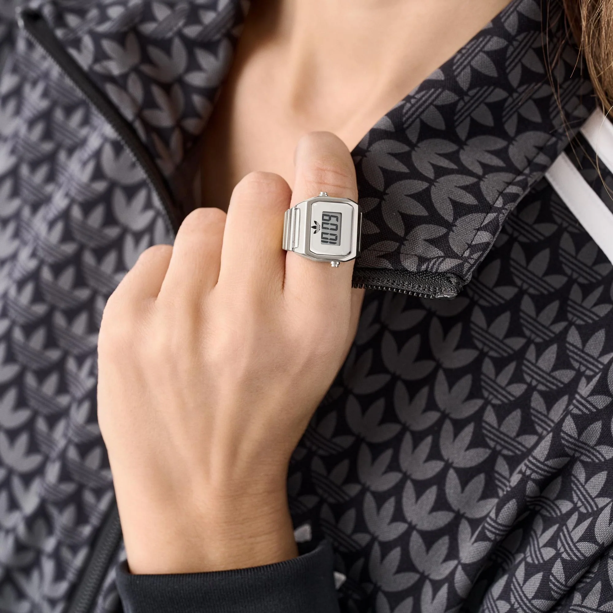Adidas Damen Ring Uhr DIGITAL TWO RING Edelstahl silber AOST26037 - Image 6