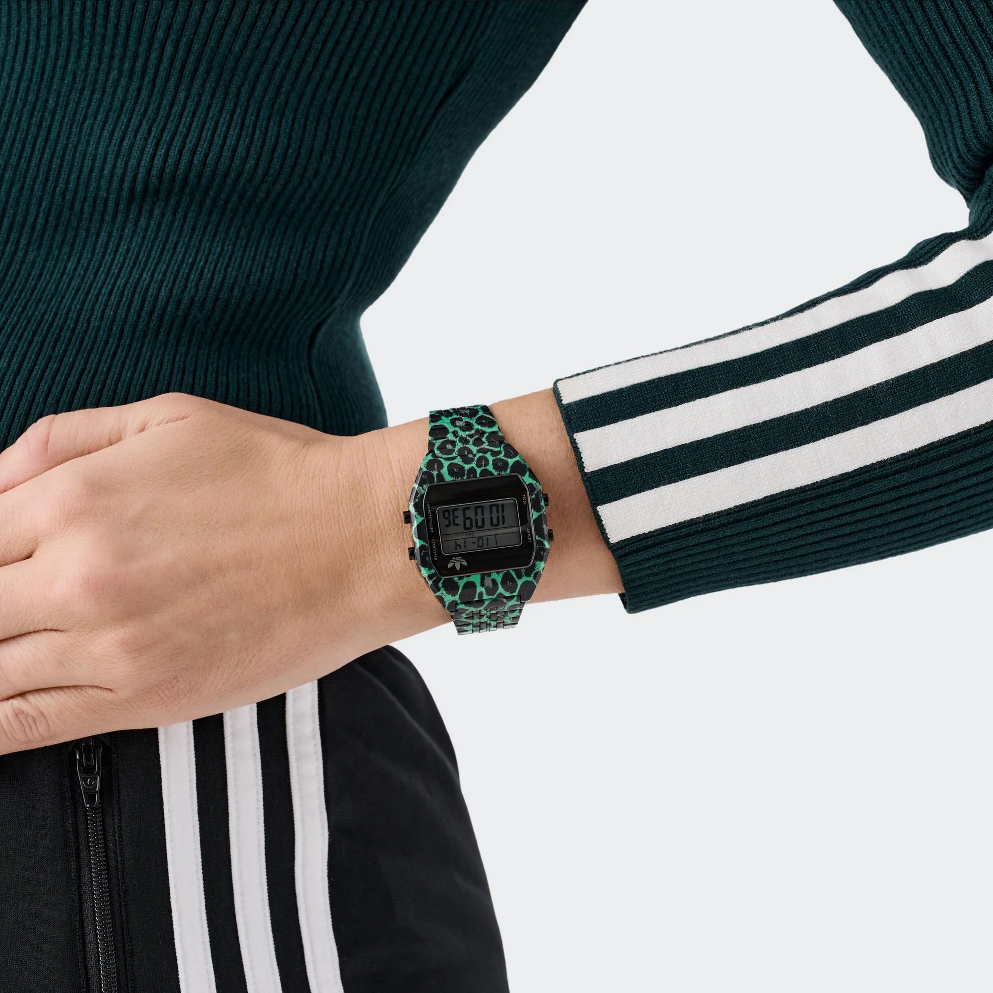 Adidas Unisex Uhr DIGITAL TWO Edelstahl schwarz-grün AOST26031 - Image 5