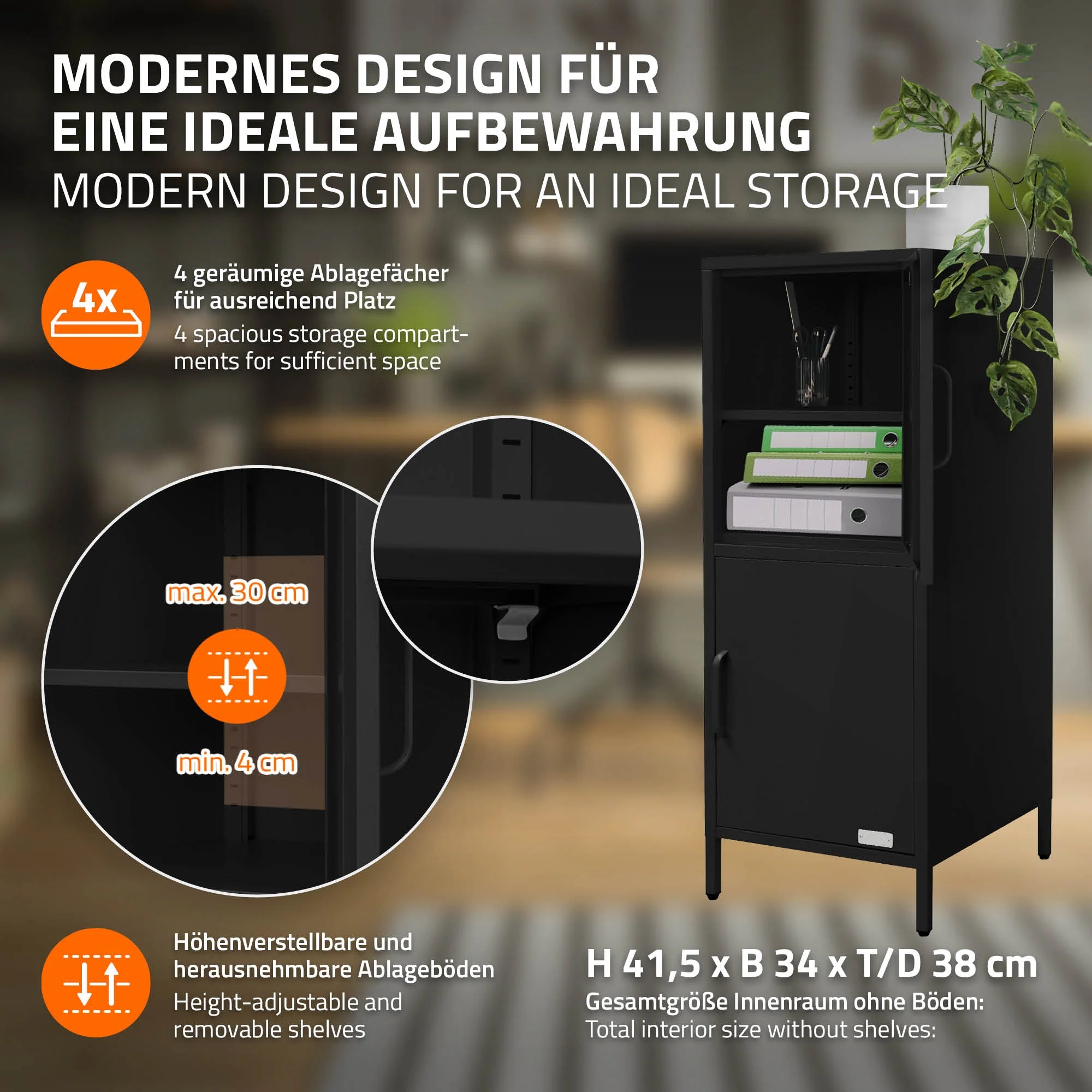 Aktenschrank aus Stahl 40x101,5x40 cm mit 2 Türen und verstellbaren Regalböden - Image 20