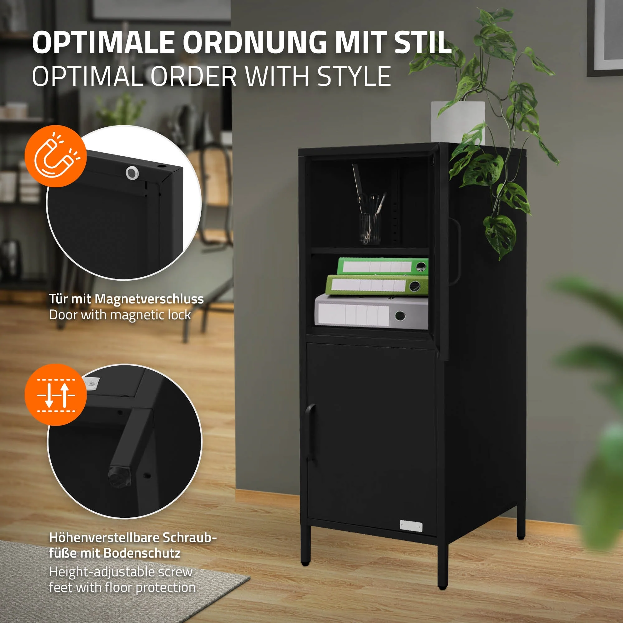 Aktenschrank aus Stahl 40x101,5x40 cm mit 2 Türen und verstellbaren Regalböden - Image 21