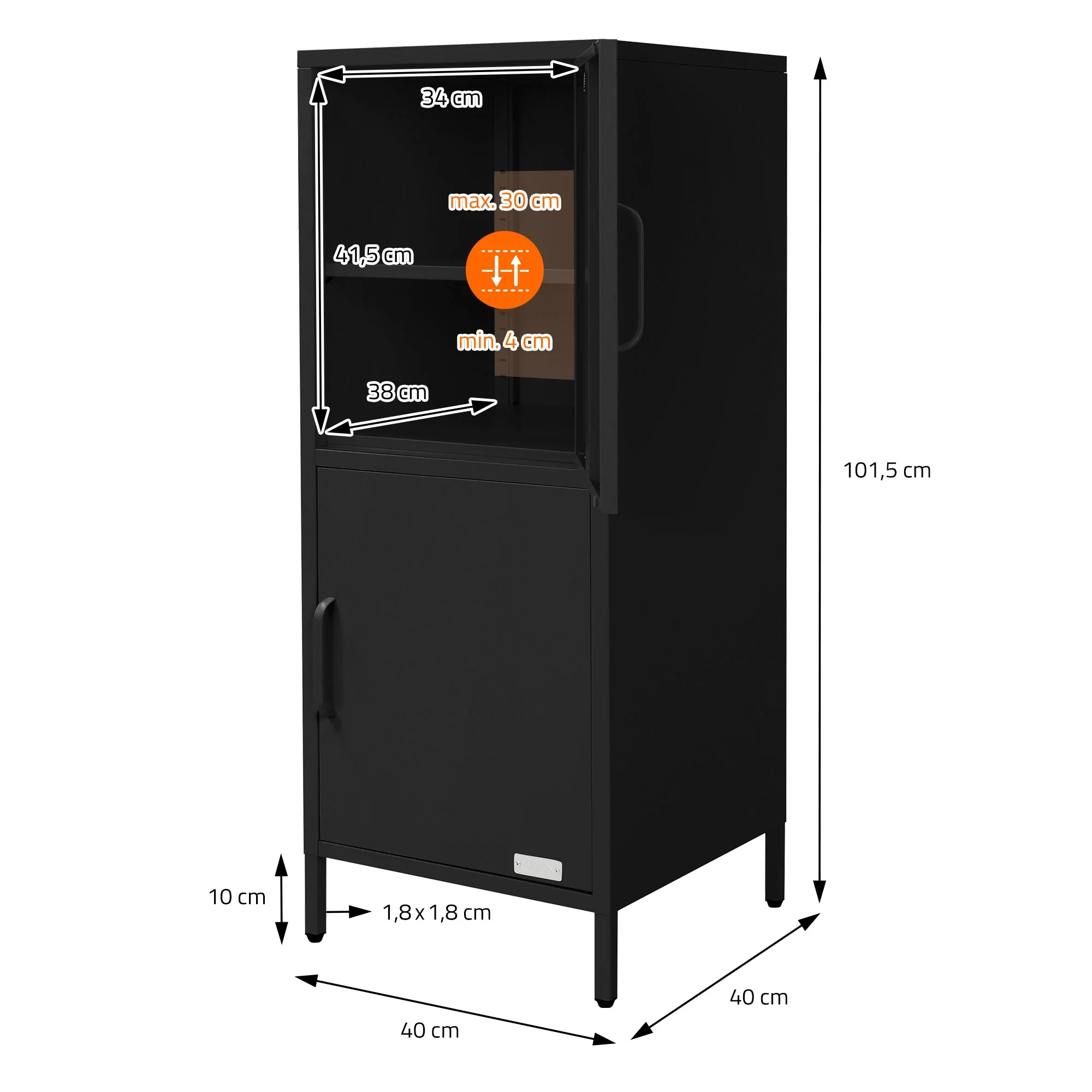 Aktenschrank aus Stahl 40x101,5x40 cm mit 2 Türen und verstellbaren Regalböden - Image 23
