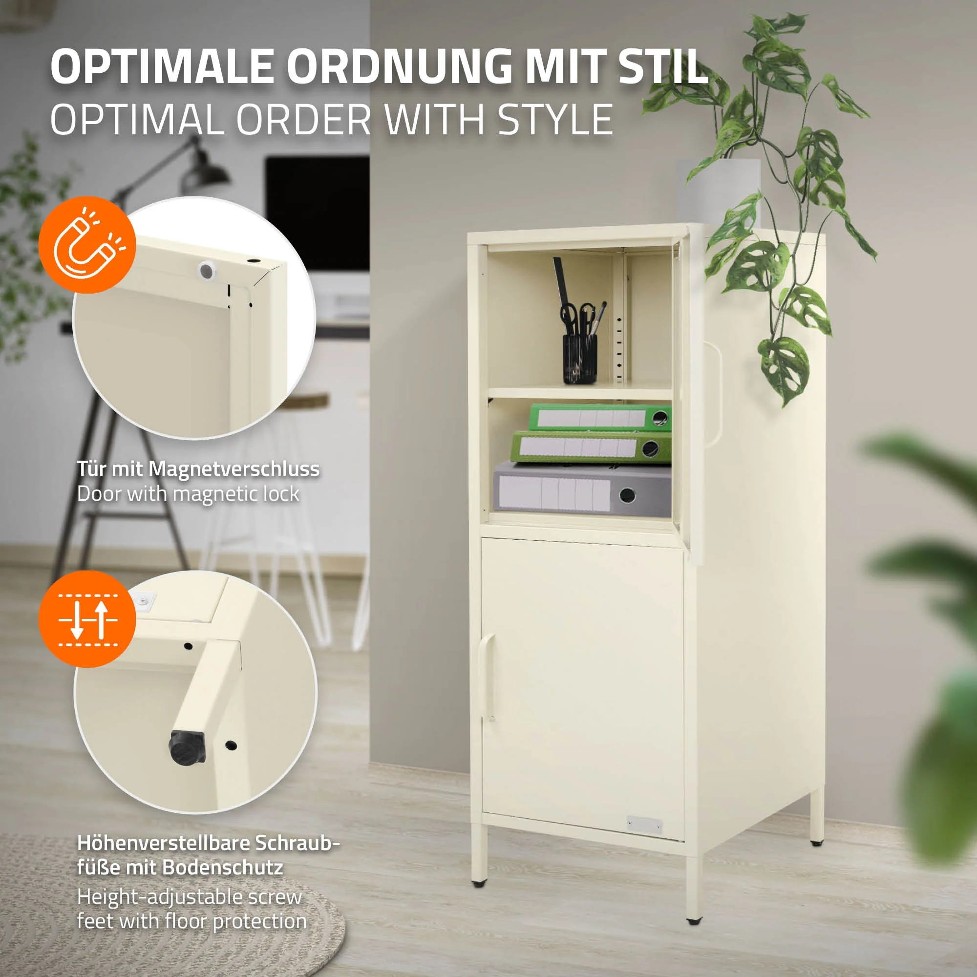 Aktenschrank aus Stahl 40x101,5x40 cm mit 2 Türen und verstellbaren Regalböden - Image 7