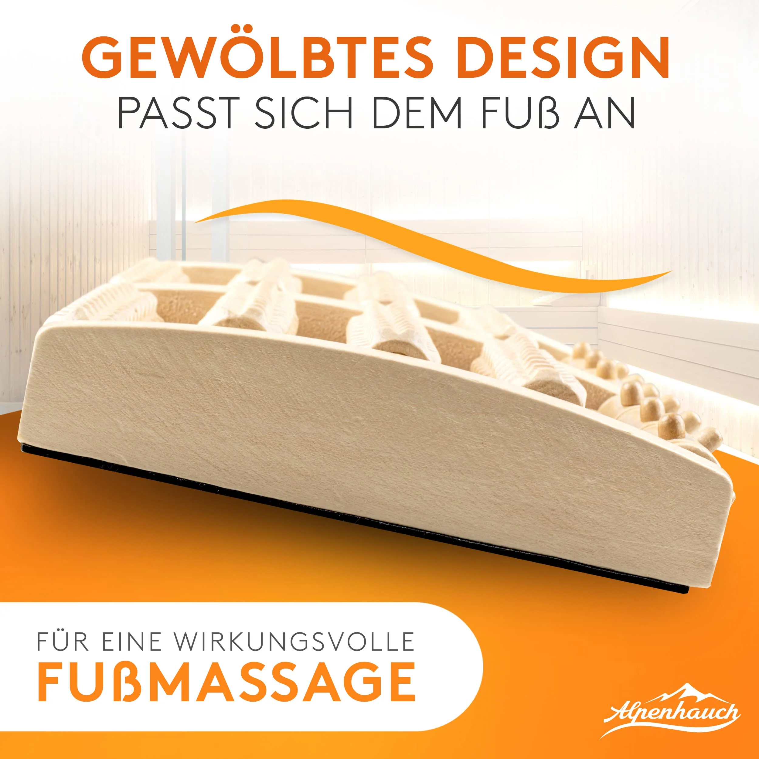 ALPENHAUCH - Fußmassageroller aus Echtholz mit Akupressurmatte - Vitalisierendes - Image 3