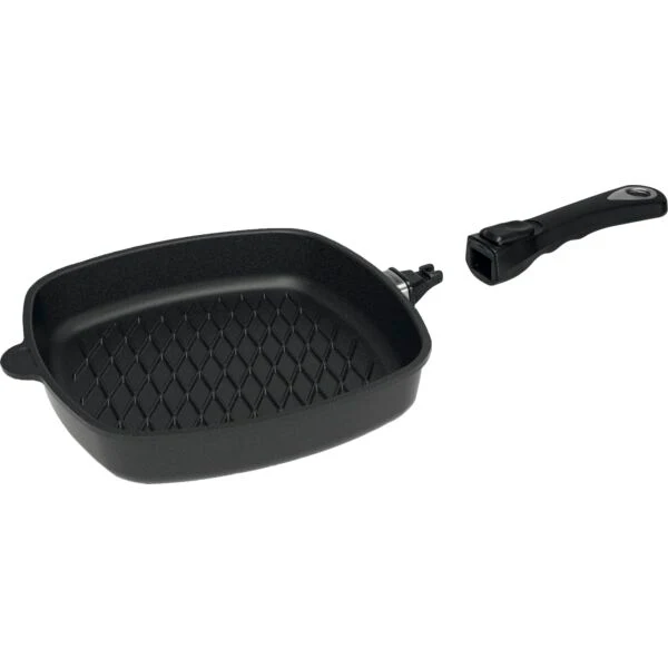 AMT GASTROGUSS Poêle à frire carrée, compatible avec l'induction, longueur  280 mm, motif BBQ