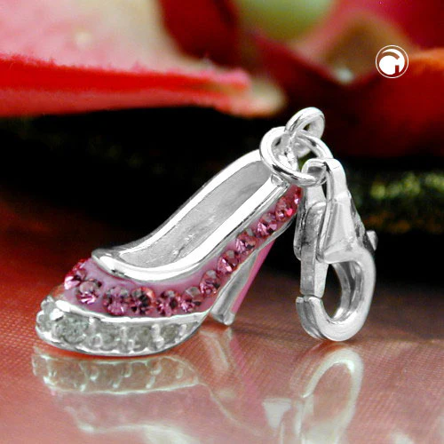 Anhänger 11x14x6mm Charm Damenschuh pink rosa Silber 925
