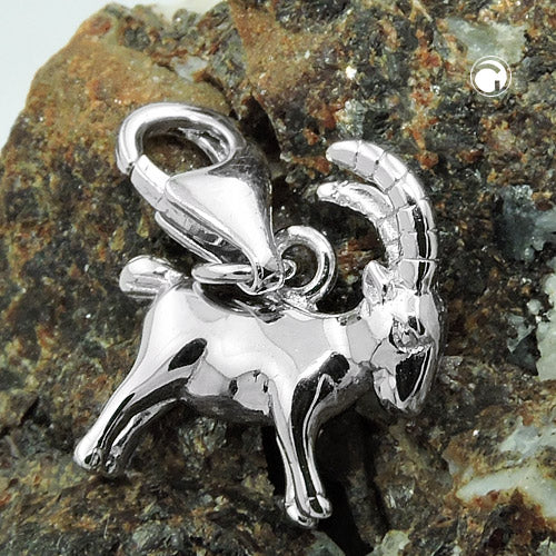 Anhänger 13x12mm Charm Steinbock glänzend rhodiniert Silber 925 - Image 2
