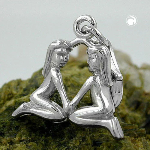 Anhänger 14x14mm Charm Zwilling glänzend rhodiniert Silber 925 - Image 2
