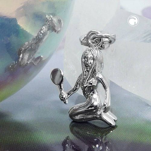 Anhänger 15x12mm Charm Jungfrau glänzend rhodiniert Silber 925