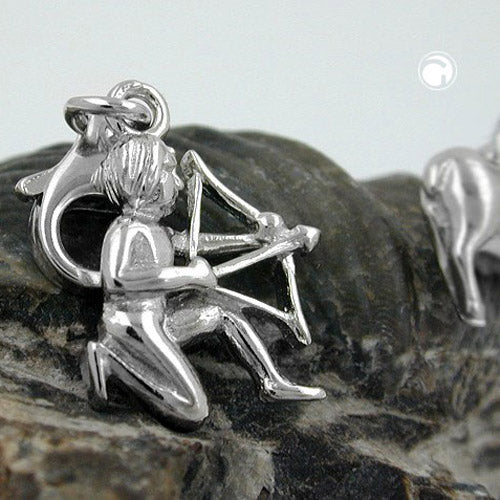 Anhänger 15x12mm Charm Schütze glänzend rhodiniert Silber 925