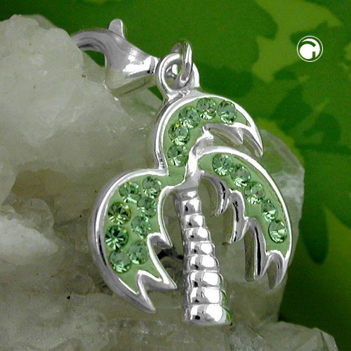 Anhänger 18x14mm Charm Palme Glassteine Silber 925 - Image 2