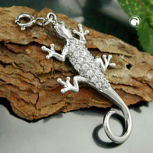 Anhänger 35x19mm Charm Lurch mit Zirkonias glänzend rhodiniert Silber 925 - Image 2
