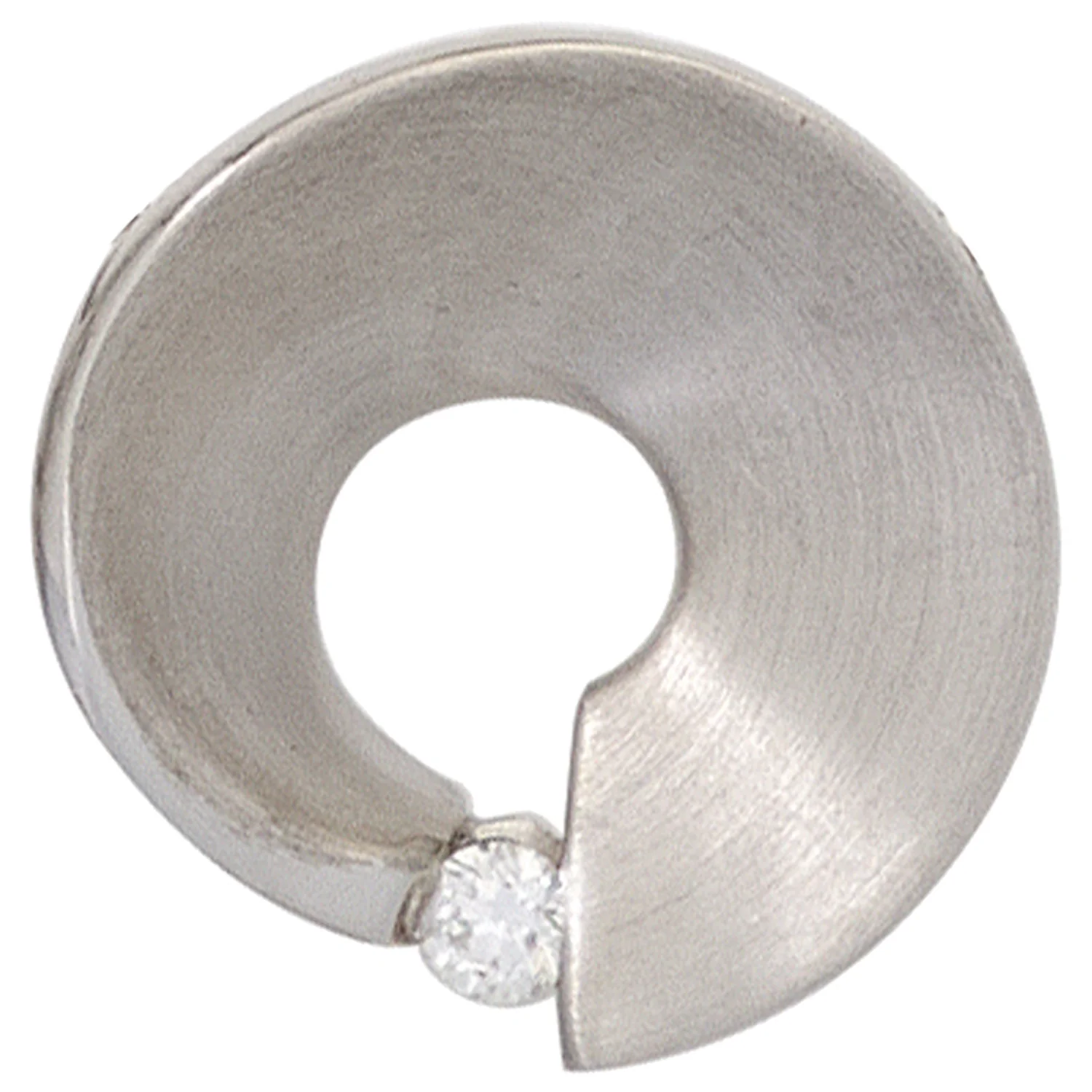 Anhänger 585 Gold Weißgold matt 1 Diamant Brillant 0,07ct. Weißgoldanhänger