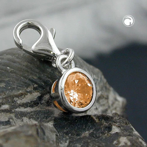 Anhänger 5mm Charm Zirkonia topas rhodiniert Silber 925 - Image 2