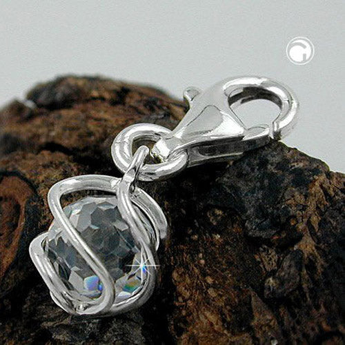 Anhänger 7mm Charm Zirkonia weiß facettiert umwickelt Silber 925 - Image 2
