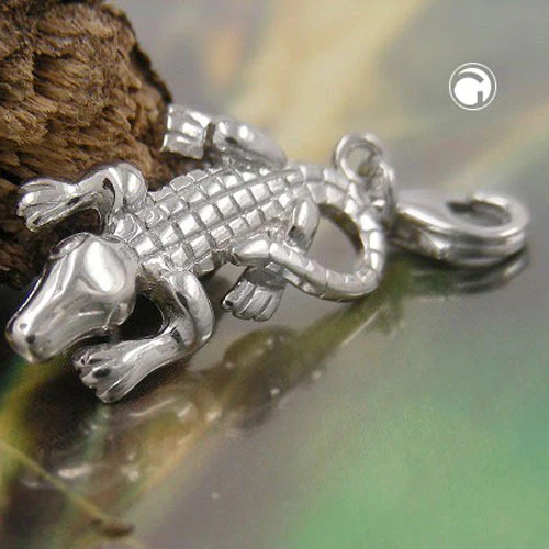Anhänger, Charm Krokodil, Silber 925