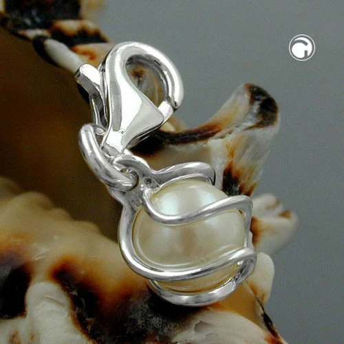 Anhänger Charm Perle-Imitat 6mm umwickelt Silber 925 - Image 2