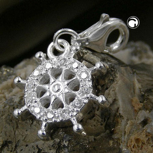 Anhänger, Charm Steuerrad, Silber 925