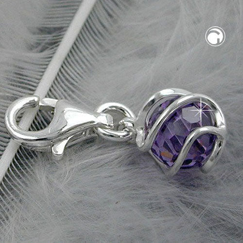 Anhänger Charm Zirkonia amethyst umwickelt Silber 925