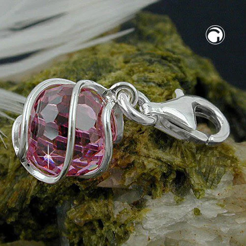 Anhänger Charm Zirkonia-pink 8mm umwickelt Silber 925 - Image 2