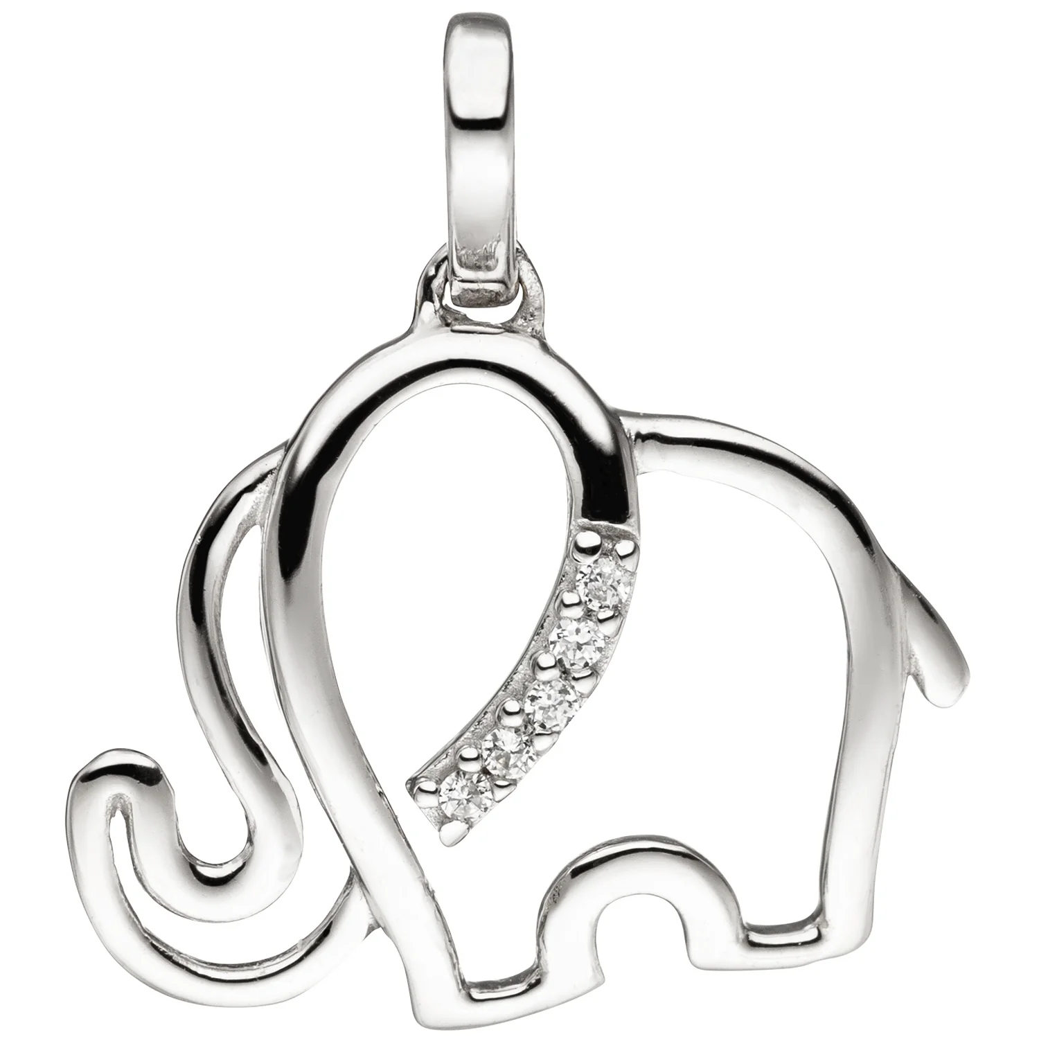 Anhänger Elefant 333 Gold Weißgold 5 Zirkonia Weißgoldanhänger - Image 2