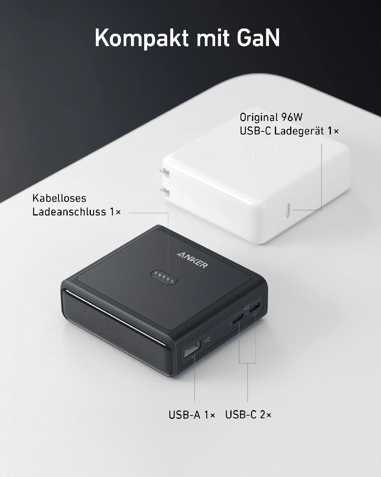 Anker A1902311 Ladestation schwarz - 100W, für Prime Powerbank, 1xUSB-A, 2xUSB-C - Image 6