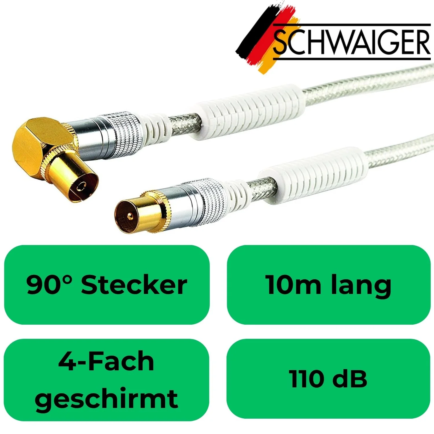 Antennen-Kabel 10m 110dB Filter Winkel-Stecker vergoldet - Image 2