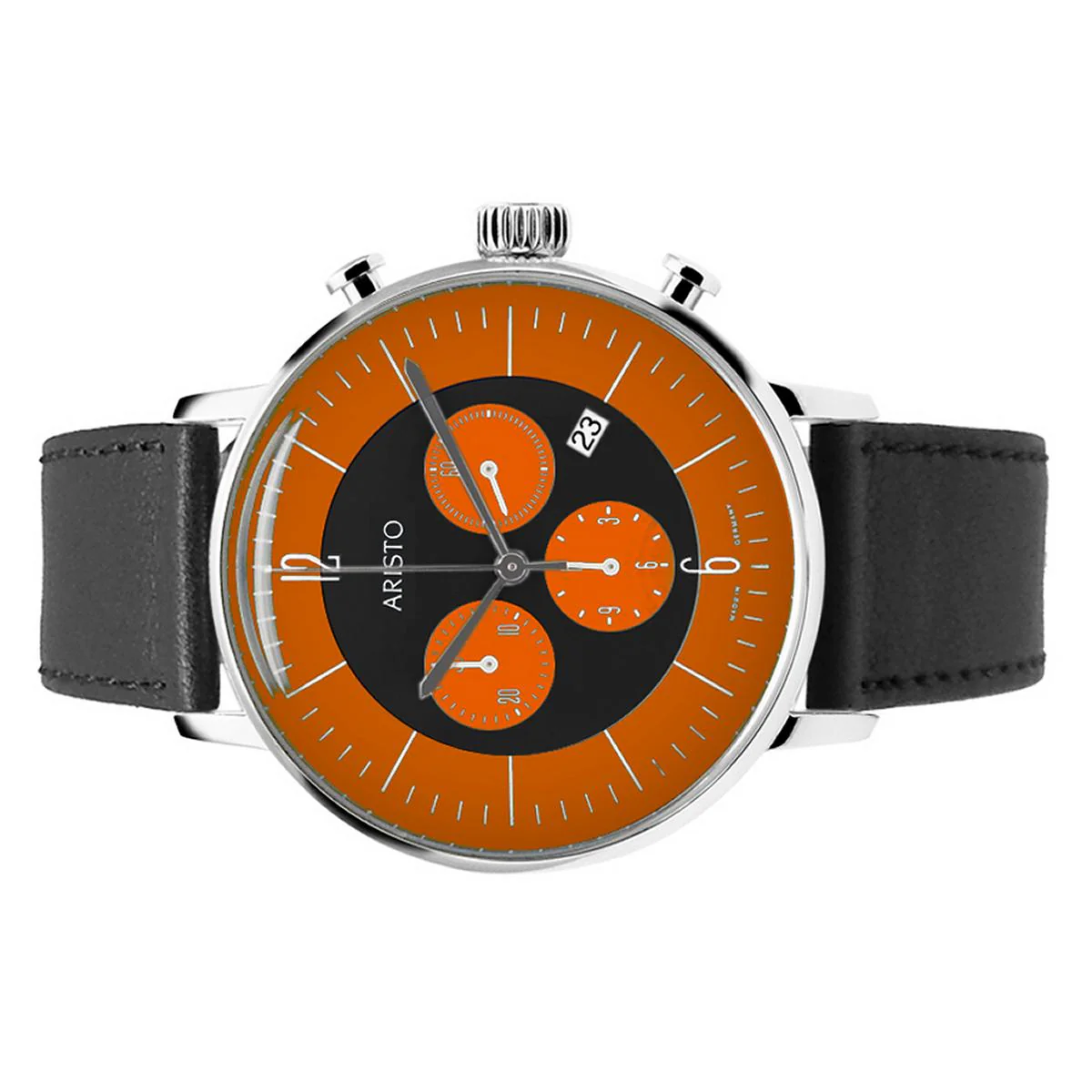 Aristo Bauhaus Herren Uhr Chronograph Edelstahl 4H237 Leder - Image 2