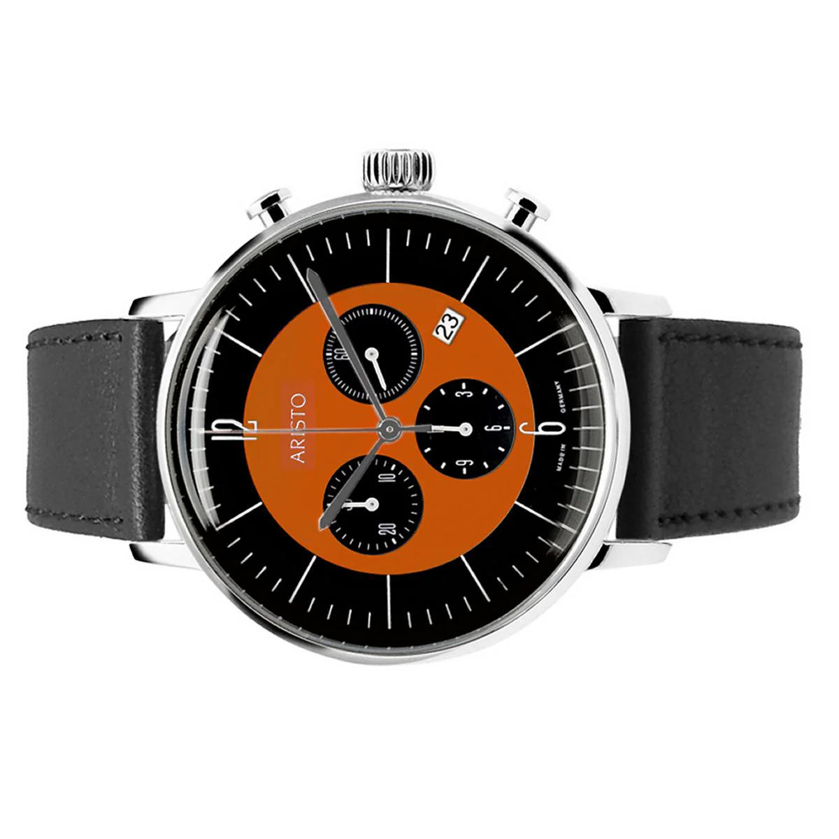 Aristo Bauhaus Herren Uhr Chronograph Edelstahl 4H238 Leder - Image 2