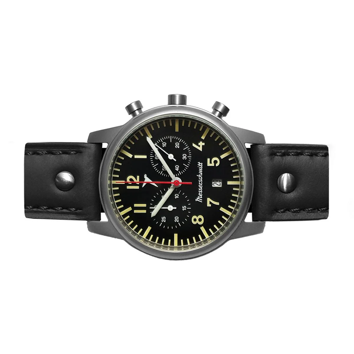 Aristo Herren Messerschmitt Uhr Chronograph Fliegeruhr ME-4544-5021 Leder - Image 2