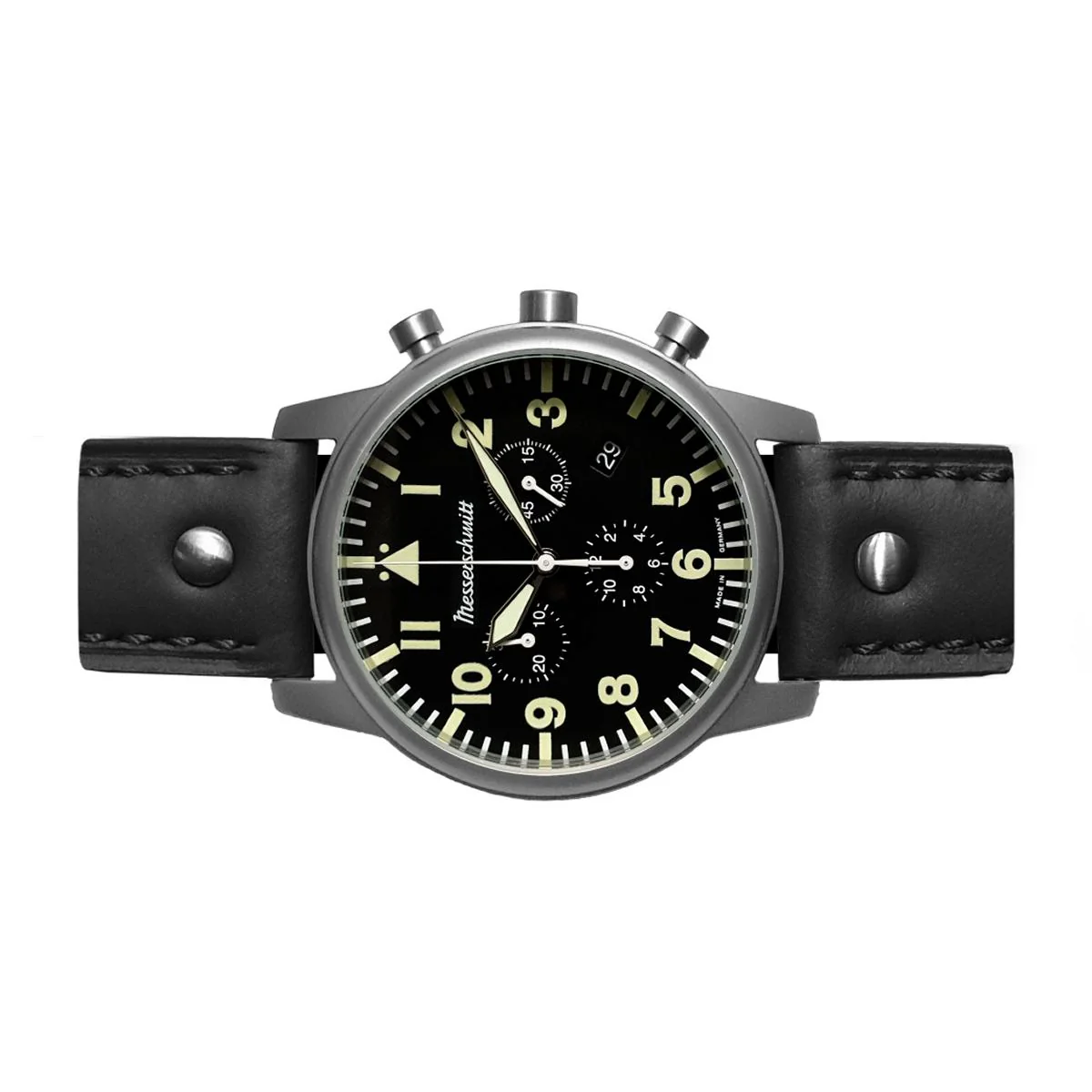 Aristo Herren Messerschmitt Uhr Chronograph Fliegeruhr ME-4544-SL Leder - Image 2