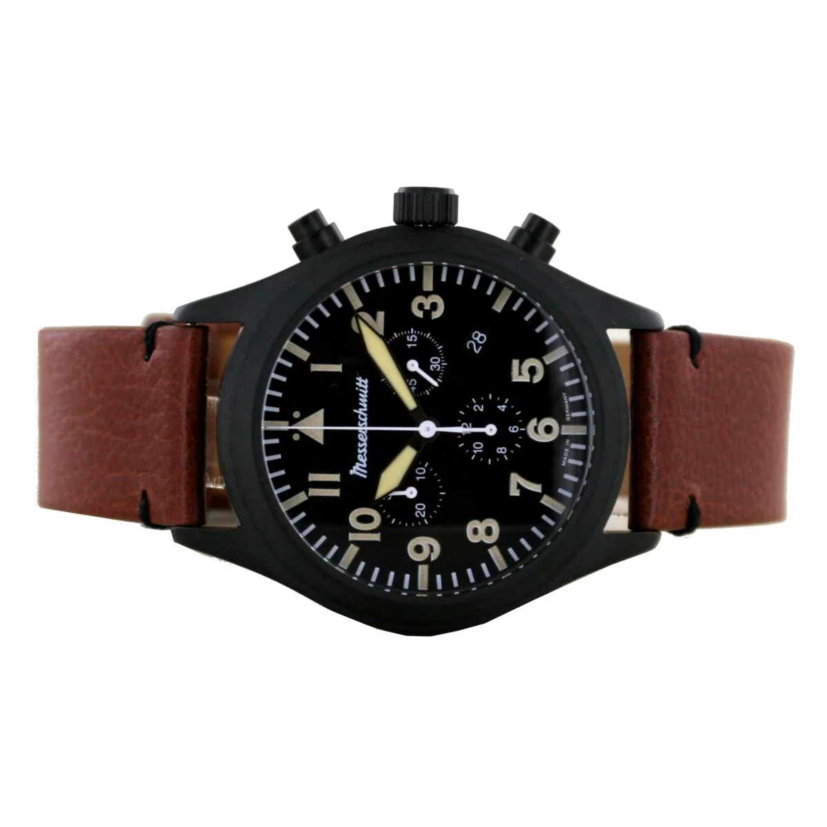 Aristo Herren Messerschmitt Uhr Chronograph ME5030-44VS vintage Leder rotbraun - Image 2