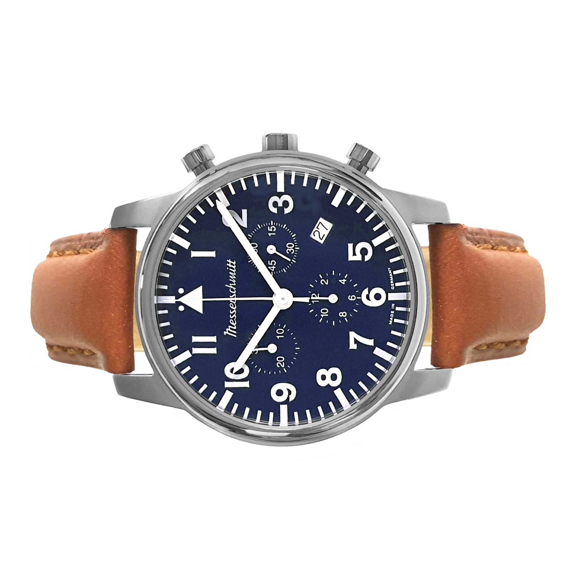 Aristo Herren Messerschmitt Uhr Fliegeruhr Chronograph ME-4544P-L Leder - Image 2