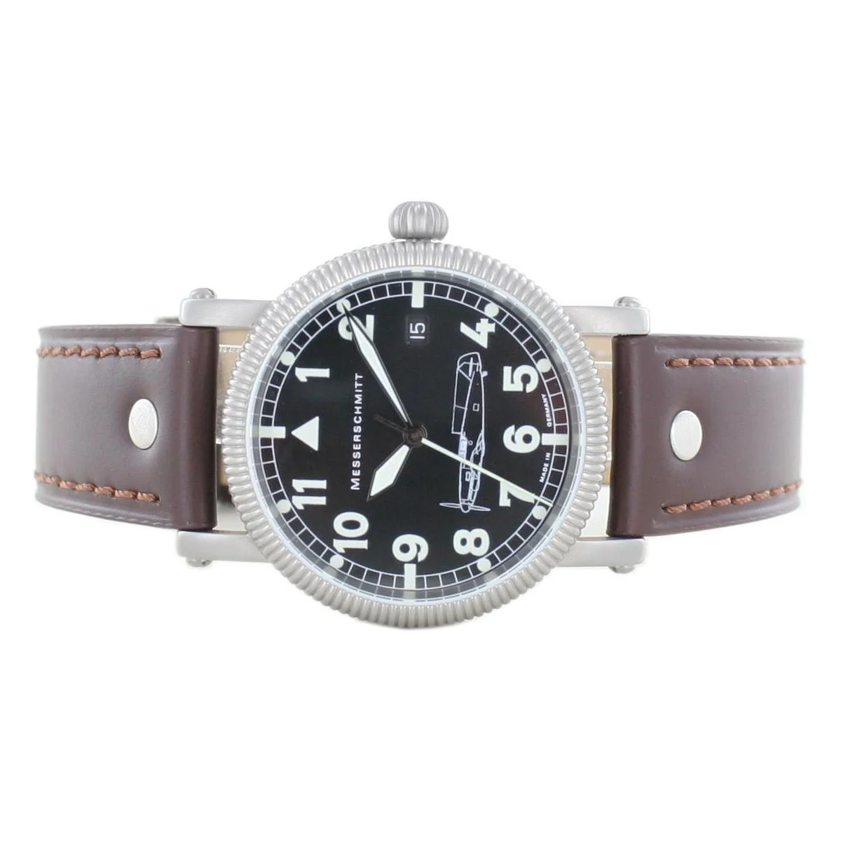 Aristo Herren Messerschmitt Uhr Fliegeruhr Edelstahl Automatic BF109 braun - Image 2