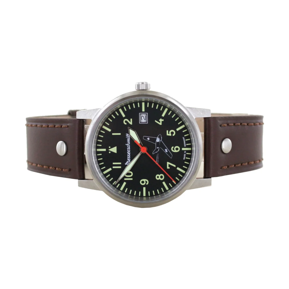 Aristo Unisex Messerschmitt Uhr Fliegeruhr - Komet 80 Jahre - ME163-80-3 Leder - Image 2