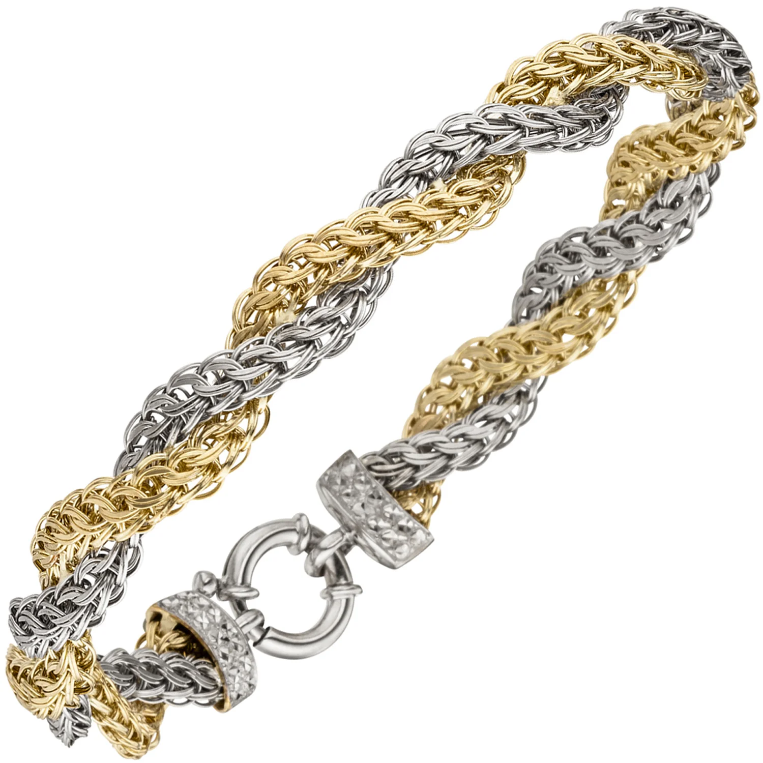Armband 375 Gold Weißgold Gelbgold bicolor diamantiert 21 cm Goldarmband - Image 2