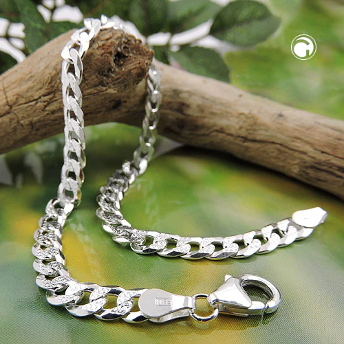 Armband 4,8mm Panzerkette flach 4.8mm mit Muster Silber 925 - Image 2
