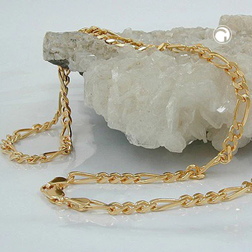 Armband 4mm Figaromuster 4x diamantiert vergoldet AMD 21cm