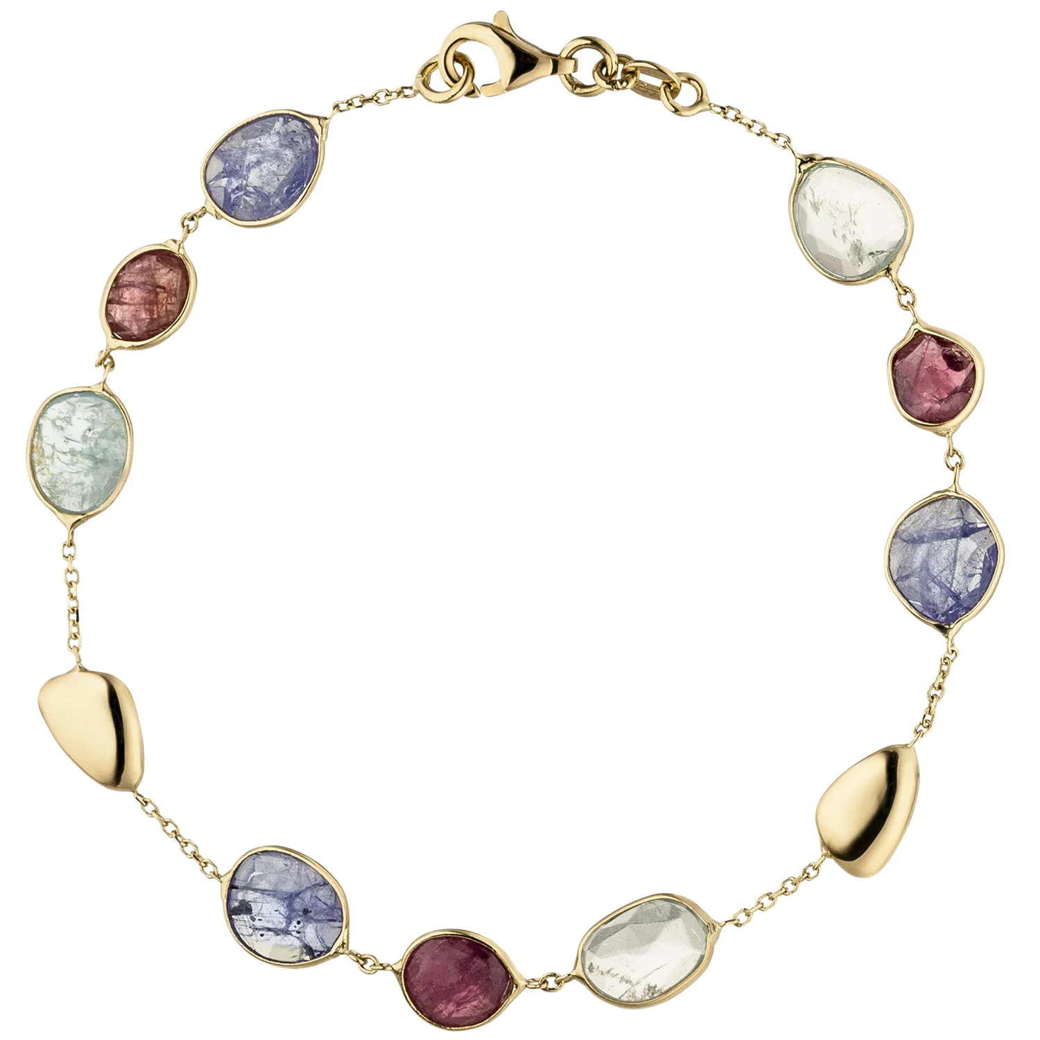 Armband 585 Gold Gelbgold 9 Turmaline 19 cm Edelsteinarmband